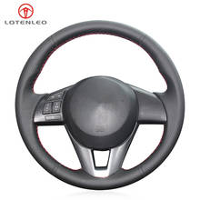 LQTENLEO Black Genuine Leather Car Steering Wheel Cover For Mazda 3 Mazda 6 2013-2017 Mazda 2 2015-2017 CX-5 2012-2017 CX-3 CX-4 2024 - buy cheap