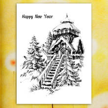 AZSG Winter Snow House Clear Stamps For DIY Scrapbooking / Card Making / Album Decorative Rubber Stamp Crafts 2024 - buy cheap