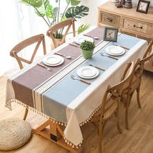 Plaid Decorative Linen Tablecloth With Tassel Waterproof Oilproof Thick Rectangular Wedding Dining Table Cover Tea Table Cloth 2024 - buy cheap