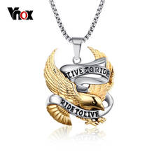 Vnox Eagle Necklace Pendant for Men Stainless Steel Metal LIVE TO RIDE Punk Jewelry 2024 - buy cheap