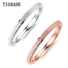 TIGRADE Fashion Simple Scrub Stainless Steel Women Rings Thin 2mm Rose Gold Color Finger Ring Sand High quality Gift For Girl 2024 - compre barato