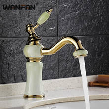 Jade Body Bathroom Brass Basin Faucet Marble Cold and Hot Mixer Taps Golden Single Handle Deck Mounted  Rose Gold Tap LH-16818 2024 - buy cheap