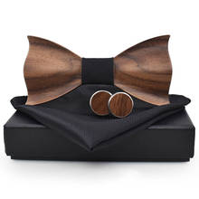 Wooden Bow Tie Set Cufflinks Handkerchief Bowtie Men Necktie Black Cravate Homme Papillon Corbatas Pajarita for Mens Wedding 2024 - buy cheap