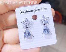 2020 New  Flower Shape Three-catch Water Drop Multicolor Zirconia Women Earrings Costume Jewelry Wedding Party Popular Gifts 2024 - buy cheap