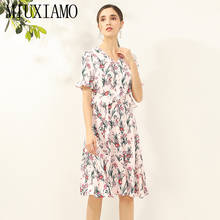 MIUXIMAO 2020 Fashion Runway Design Casual Summer Dress Women Flower Print Ruffles Short Sleeve Vintage Dress Women vestido 2024 - buy cheap