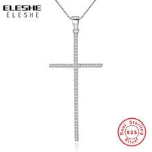 ELESHE 925 Sterling Silver Crystal CZ Cross Necklaces Pendant for Women Silver Chain Necklace Fashion Statement Jewelry Gift 2024 - buy cheap