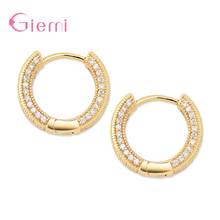 New Lovely Jewelry for Women Girls 925 Sterling Silver CZ Crystal Simple Loop Hoop Earring Oorbellen Gifts 2 Colors 2024 - buy cheap