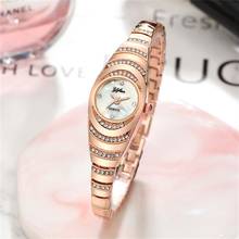 Relógio feminino pulseira aço inoxidável, relógio de pulso feminino pequeno quartzo de qualidade simples 2024 - compre barato
