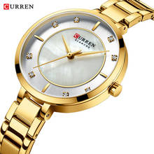 Curren-relógio de pulso feminino, luxuoso, dourado, pequeno, quartzo, à prova d'água, casual 2024 - compre barato