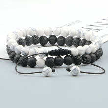 Classic Black White Yin Yang Natural Stone 6mm Beads Bracelets Couples Distance Lava Braided Yoga Energy Jewelry For Women Men 2024 - buy cheap