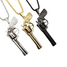 Men retro color gun pendant necklace fashion 316L Stainless steel hip hop revolver gun necklace mens jewelry accessasories 2024 - buy cheap