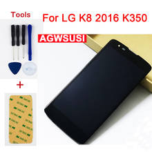 Tela touch de vidro com sensor + moldura, para lg k8 2016 4g lte k350n k350e k350ds k350ar as375, peça de reposição para celular 2024 - compre barato