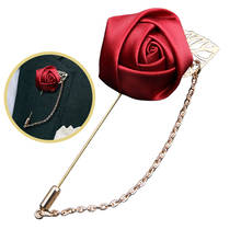 Male Brooch Lapel Pin With Gold Color Chain Wedding Party Charming Rose Suit Shirt Accessories Gifts Fashion Flower Brooch Pins 2024 - buy cheap