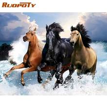 RUOPOTY 60x75cm Framed Picture By Numbers Kits For Adults Running Horse Animal Paint Kits Home Living Room Wall Decoration Arts 2024 - buy cheap