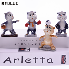 MYBLUE 4Pcs/Set Kawaii Animal Resin Sport Basketball Football Boxing Cat Figurines Nordic Home Room Decoration Accessories Gift 2024 - buy cheap