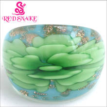 RED SNAKE Fashion Ring Handmade Blue with green flower Drawing Murano Glass Rings 2024 - buy cheap