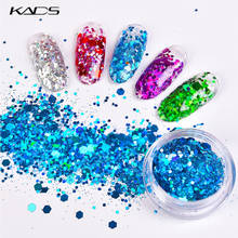 KADS-purpurina holográfica para uñas, pigmento de lentejuelas en escamas de color azul, rosa, dorado y plateado, polvo para uñas acrílicas 2024 - compra barato