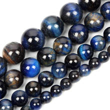 Piedra Natural lapislázuli, ágatas de ojo de Tigre, cuentas sueltas redondas para la fabricación de joyas, pulsera, collar, accesorios Diy 4/6/8/10mm 2024 - compra barato