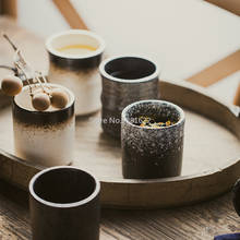 Copo de chá retrô coreano japonês, copo de cerâmica simples faiança louças de chá copo de água reto 2024 - compre barato