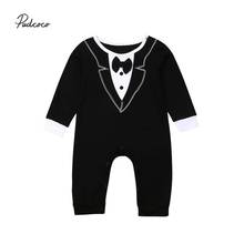 Cute Newborn Baby Boy Summer Clothes Infant Baby Boy Romper Bowtie Gentleman Wedding Party Long Sleeve Outfit Jumpsuits 2024 - buy cheap