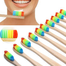 10 PCS Rainbow Colorful Eco Friendly Bamboo Handle Toothbrush Whitening Soft Natural Bristles Bamboo Toothbrush Oral Care 2024 - buy cheap
