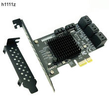 PCIE SATA III 8 портов контроллер карты PCIe 2,0x1 SATA 6G плата расширения с низкопрофильным кронштейном поддержка Win10 PCIE SATA карты 2024 - купить недорого