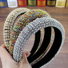 Handmade Padded Wedding Headdress Full Crystal Baroque Tiara Headband Luxury Diamante Hairband For Women Bridal Hair Accessories 2024 - buy cheap