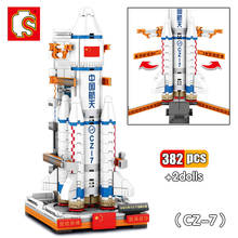 SEMBO 382 шт Мини длинный Март-7 Старт строительные блоки для автомобилей аэрокосмической Культурный и творческий космический корабль ракета кирпичи для детей 2024 - купить недорого