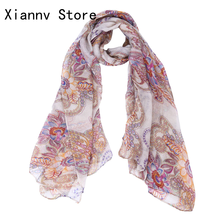 Vintage Warm Knitted Scraves Laides Scarf Wrap Shawl Nation Patterns Chiffon Flower print comfortable Fashion Casual Scarf 2024 - buy cheap