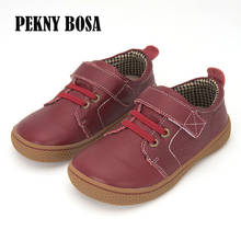 Детская кожаная обувь PEKNY BOSA, обувь унисекс для мальчиков и девочек, размер 31-35, коричневого, красного цвета 2024 - купить недорого