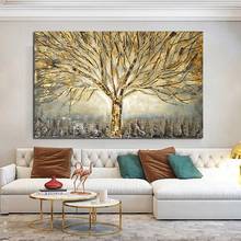 Quadros abstratos de lona de árvore de ouro, posteres e impressões, imagens de arte de parede para sala, decoração de casa sem moldura 2024 - compre barato
