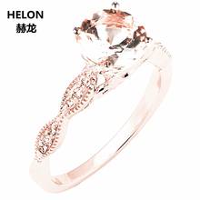 Anel de casamento feminino, anel redondo de 6mm de ouro rosê sólido de 6 k, joias finas de morganite para noivado e casamento, vintage 2024 - compre barato