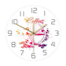Coffee Themed Modern Wall Clock Coffee House Decorative Wall Sign Decoration Painted Cafe Wall Clock With Coffee Beans And Cup 2024 - buy cheap