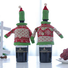 Conjunto de vinho de malha para decoração, conjunto criativo de garrafas de vinho champanhe para restaurante ocidental decoração de natal 2024 - compre barato
