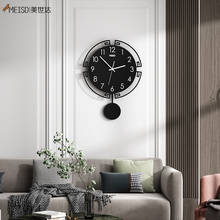 MEISD Vintage Wall Clock Pendulum Classic Design Watch Wall Home Decor Quartz Silent Room Black Horloge Retro Free Shipping 2024 - buy cheap