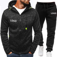 Logotipo personalizado marca homens agasalho 2 peças define outono inverno jaqueta casual zíper hoodies roupas esportivas + calças terno 2024 - compre barato