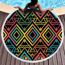 Геометрическая Мандала летние круглые пляжные полотенца с принтом банное полотенце для душа круг йога коврик для пикника бикини накидка для сережек 2024 - купить недорого