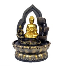 Creative Resin Craft Gifts Buddha Hall Decoration Lotus Golden Buddha Statue Flowing Water LED Fountain Home Garden Decoration 2024 - buy cheap