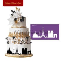 Tower Design Architecture Mesh Stencil Lace Cake Stencils Fabric  Fondant Mould Cake Decorating Tools Bakeware MST-71 2024 - buy cheap