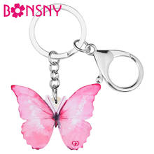 Bonsny Acrylic Morpho Butterfly Keychain Big Animal Car HandBag Key Chain Keyring Jewelry For Women Girls Spring Novelty Gift 2024 - buy cheap