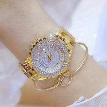 Reloj de pulsera de cuarzo para mujer, cronógrafo dorado de lujo con diamantes de imitación, con correa de acero inoxidable 2024 - compra barato
