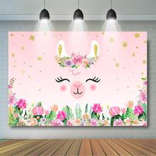 Llama Birthday Party Backdrop Pink Blue Alpaca Baby Shower Party Decor Cactus Flower Photography Background Mexican Party Banner 2024 - buy cheap