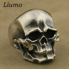 Liumo Vintage Punk Style Trendy Skull Man Alloy Biker Ring Lr1074 2024 - buy cheap