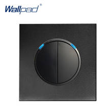 2 gang 1 way original designer wallpad clique aleatório botão interruptor de luz parede com indicador led painel metal alumínio 2024 - compre barato