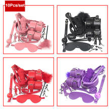10 Pcs/set Sex Toys For Women Couples Adult Bdsm Bondage Fetish Mask Handcuffs Nipple Clamps Mouth Gag Whip Flirt Feather Stick 2024 - buy cheap