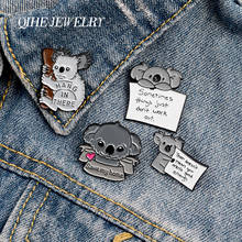QIHE JEWELRY-Alfileres de solapa esmaltados de oso Koala, broches lo suficientemente buenos, insignias, animales lindos de moda, regalos para amigos 2024 - compra barato