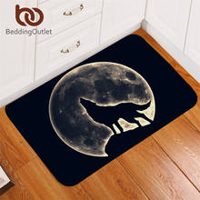 BeddingOutlet Wild Animal Rectangle Carpet Howling Wolf Entrance Doormats Colorful Bedroom Area Rug Non-slip 3D Moon Floor Mat 2024 - buy cheap