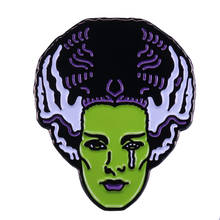 Bride of Frankenstein badge Queen of classic horror pin perfect Halloween addition 2024 - buy cheap