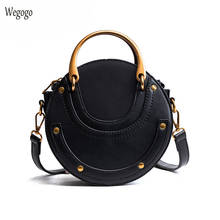 Hot Fashion Round Handbag Women Handbag Rivet Summer Lady Fashion Shoulder Messenger Bag Luxury Designer Leather Women Bags 2024 - buy cheap