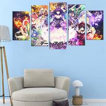5 Piece DATE A LIVE Japan Popular Animation Poster Paintings on Canvas Fort Cartoon Nite Wall Pictures Decor Canvas frame 2024 - buy cheap